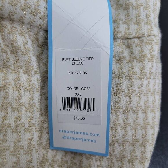 Draper James Womens Tiered Dress Cream Gold Metallic Size XXL Cottagecore NWT - Picture 7 of 9